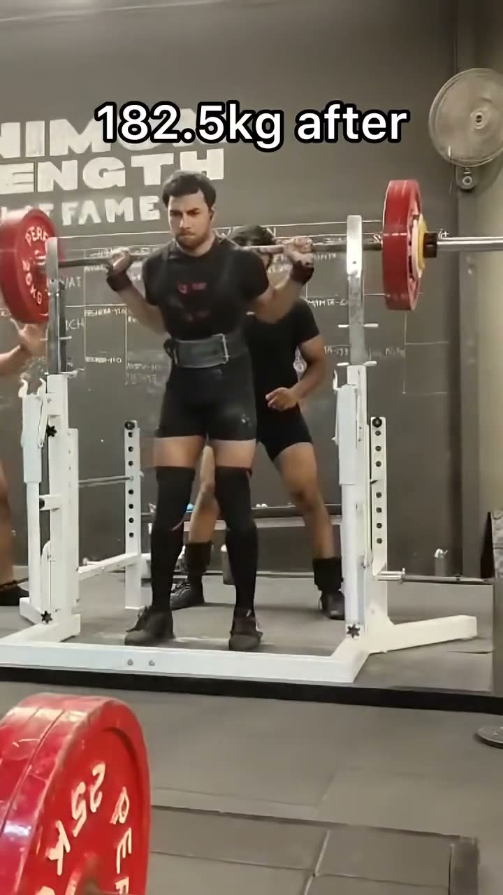 Varun's squat, bench and deadlift before and after, total up from 482.5 to 537.5 kg